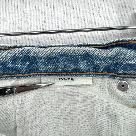 SLVRLAKE Tyler Straight Jeans Womens 30 Blue Distressed Lonely Heart Wash NWOT